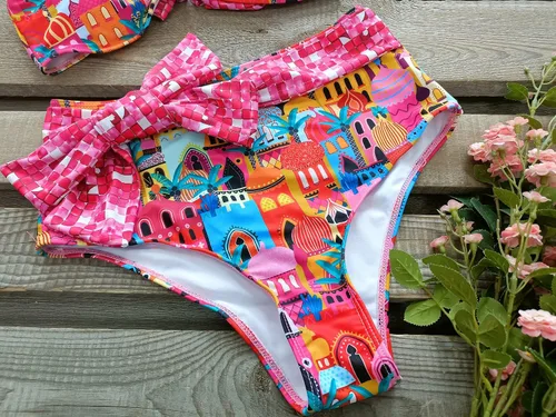 Vista 8 de SPORLIKE Traje de baño de cintura alta para mujer con tirantes de volantes