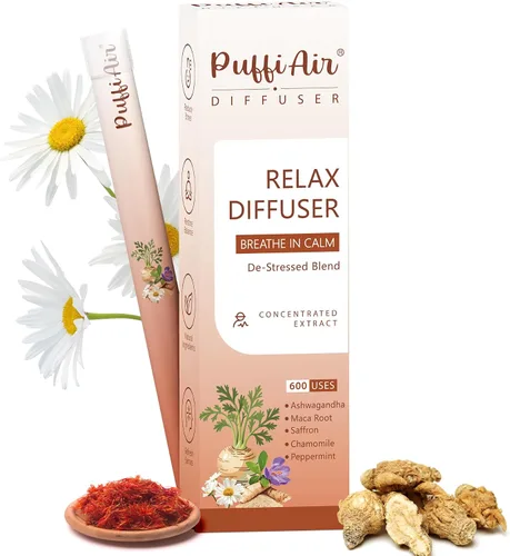 Vista 13 de Pluma de ansiedad herbal, difusor de melatonina con lavanda, manzanilla y ashwagandha para apoyo al sueño y alivio del estrés, 600 usos