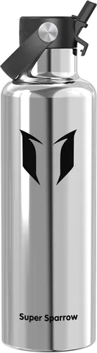 Vista 11 de Super Sparrow Botella de Agua Aislada - 17 Oz / 25 Oz / 34 Oz - Frasco FlipFlow de Boca Estándar - Libre de BPA, Botella a Prueba de Fugas