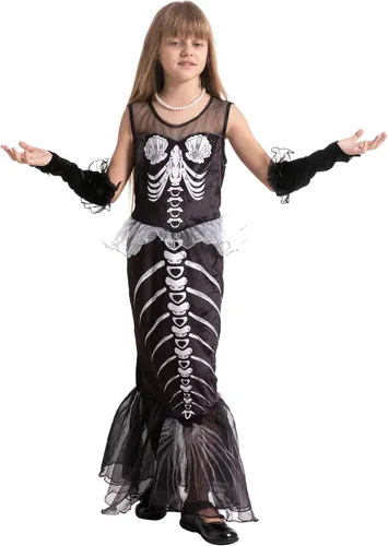 Vista 3 de Spooktacular Creations Disfraz de esqueleto de sirena de Halloween para niños