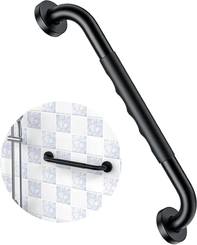 Vista 53 de Barra de agarre para ducha negra de 12 pulgadas con agarre de goma antideslizante, ZUEXT Barra de agarre para baño de acero inoxidable, Barra