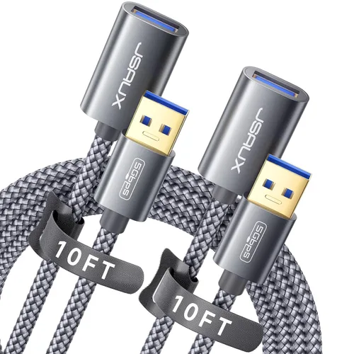 Vista 9 de JSAUX Cable de extensión USB 3.0 de 1.6 ft, cable de extensión USB A macho a hembra, material trenzado duradero, transferencia de datos rápida