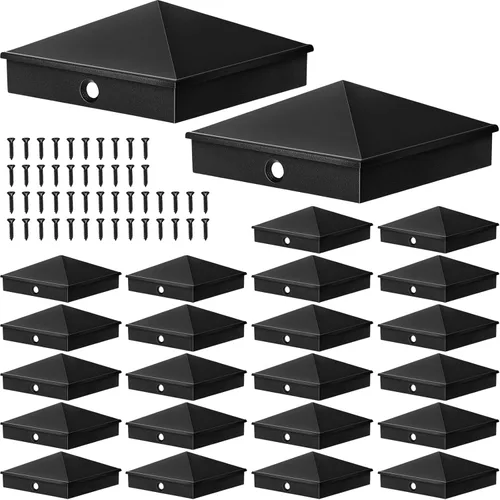Vista 16 de Cubiertas de poste de aluminio Dunzy Tapas de poste de valla de pirámide para manga nominal con tornillos para buzón de correo al aire libre