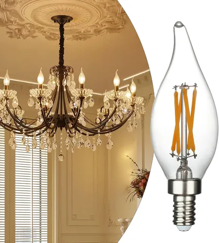 Vista 12 de Paquete de 4 bombillas LED T45/T14, bombillas Edison vintage de 4 W, 2700 K, 550 lúmenes, equivalentes a 40 W, bombillas de tubo ámbar amarillo