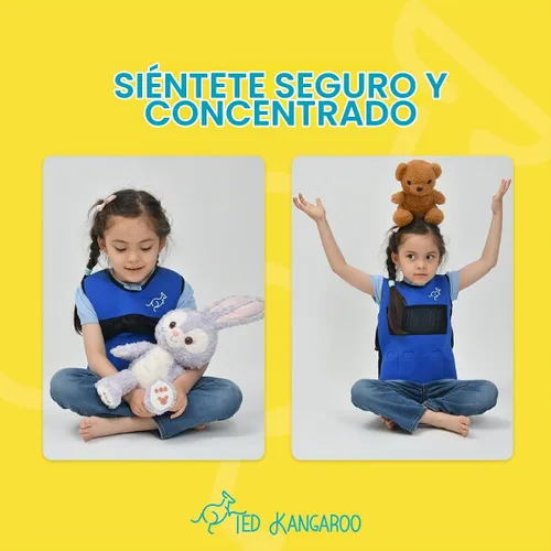 Vista 7 de Ted Kangaroo Chaleco con peso para niños, chaleco de compresión sensorial para comodidad de presión profunda (azul)