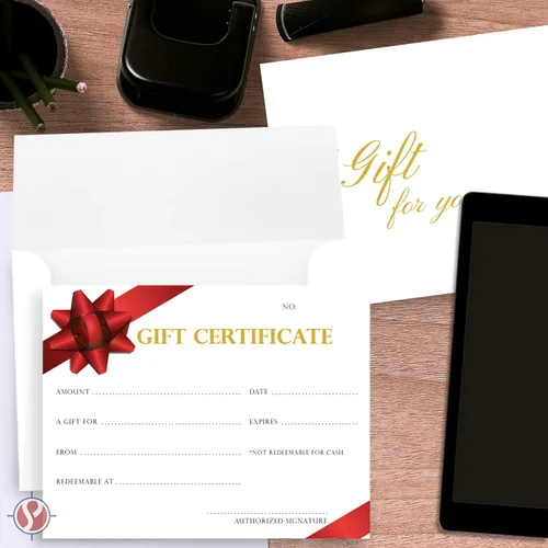 Vista 4 de Certificados de regalo en blanco – Grandes tarjetas de regalo para pequeñas empresas, restaurantes, spa, maquillaje, peluquería, salón de belleza