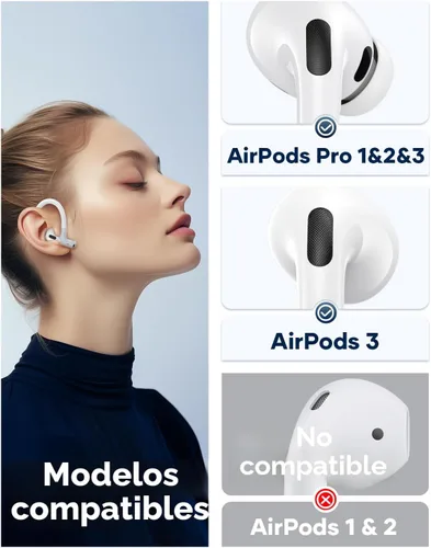 Vista 3 de Gcioii Ganchos para orejas de aleación de titanio con memoria para AirPods Pro 3, AirPods Pro 2, AirPods Pro y AirPods 3, accesorios deportivos