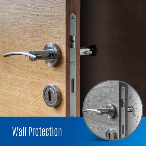 Vista 5 de Tope de puerta de pared para pomo de puerta parachoques y protector de pared. Tope de puerta autoadhesivo con amortiguación de sonido (negro, 2)