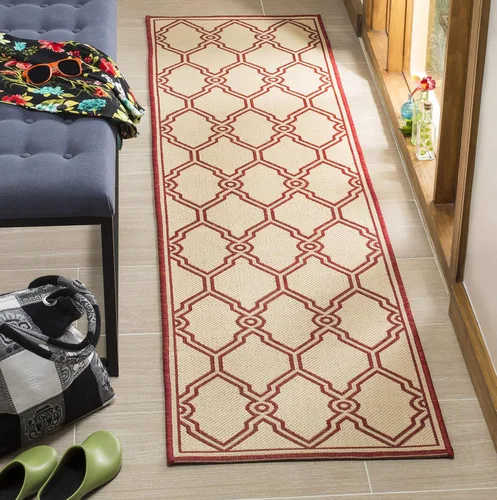 Vista 12 de SAFAVIEH Alfombra lavable para exteriores Linden Collection – Alfombra de pasillo de 2.2 x 8 pies, color crema y aguamarina, no desprende pelusa