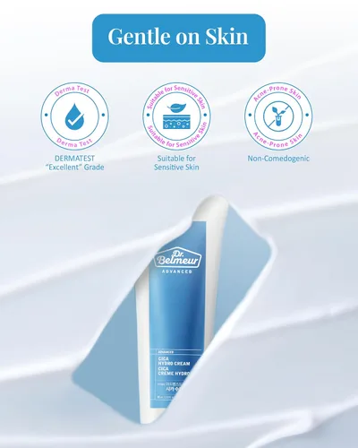 Vista 3 de DR. BELMEUR Advanced Cica Hydro Cream (2 fl oz) - Hidratante facial calmante, fortalecedor de barreras para pieles sensibles. Cuidado de la piel