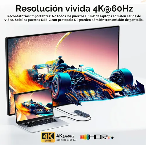 Vista 4 de ACASIS Divisor USB C con salida de video 4K a 60Hz, concentrador USB C de 10 Gbps, 1 salida de video USB C para monitor portátil, 3 USB C 10 Gbps