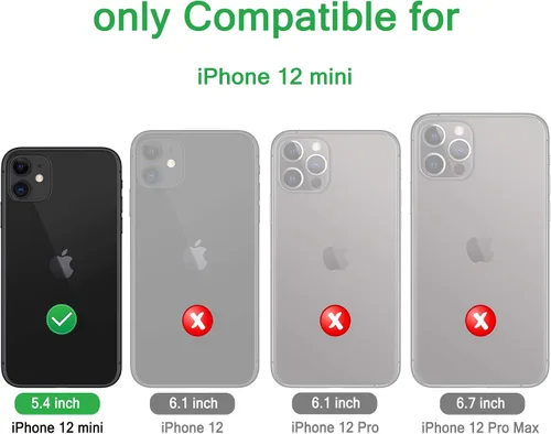 Vista 6 de Funda para iPhone 12 Mini con funda de clip para cinturón y 2 protectores de pantalla, funda de protección completa resistente de grado militar a