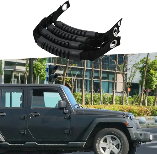 Vista 2 de Asa de agarre para asiento trasero de coche para Jeep Wrangler 2007-2018 Nylon Negro (juego de 4)