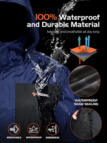 Vista 3 de Rodeel Traje impermeable para pesca para hombres (conjunto de chaqueta y pantalón de lluvia)
