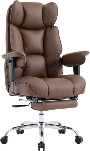 Vista 22 de Efomao Silla de Oficina Grande y Alta 400lbs - Sillas de Oficina Ejecutivas con Reposapiés, Silla de Computadora de Cuero PU Resistente