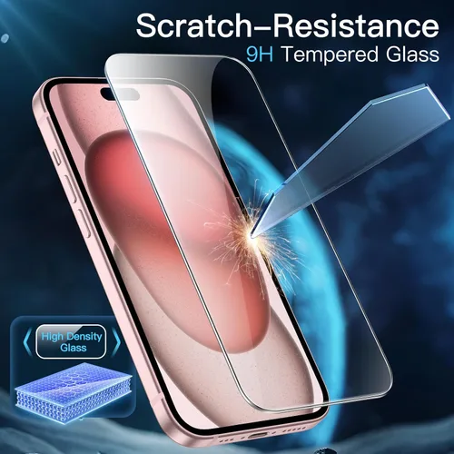 Vista 5 de JETech Funda magnética 3 en 1 para iPhone 15 de 6.1 pulgadas con 2 protectores de pantalla de vidrio templado, compatible con MagSafe, funda