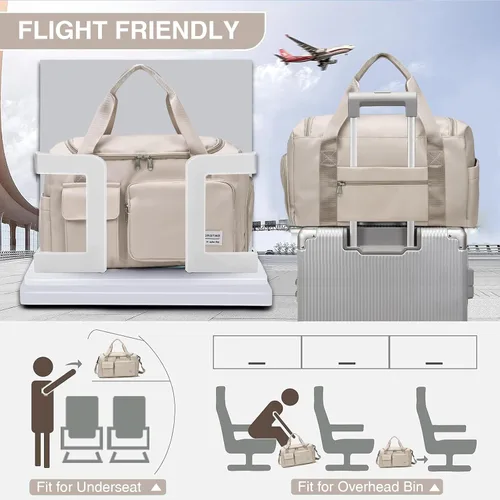 Vista 189 de Pequeña bolsa de gimnasio para mujer, bolsa de viaje con compartimento para zapatos