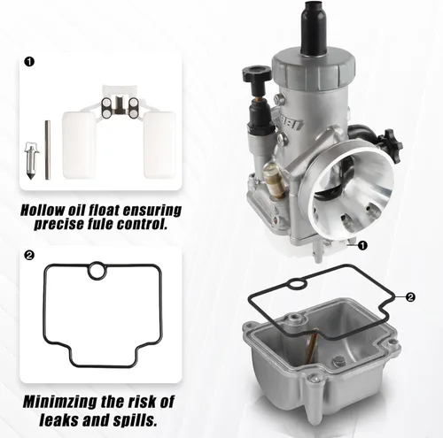 Vista 5 de Carburador NIBBI PE28mm para motor de motocicleta de 200cc-250cc con carburador de brida con chorros de carburador para Dirt Bike Mini Bike Apollo