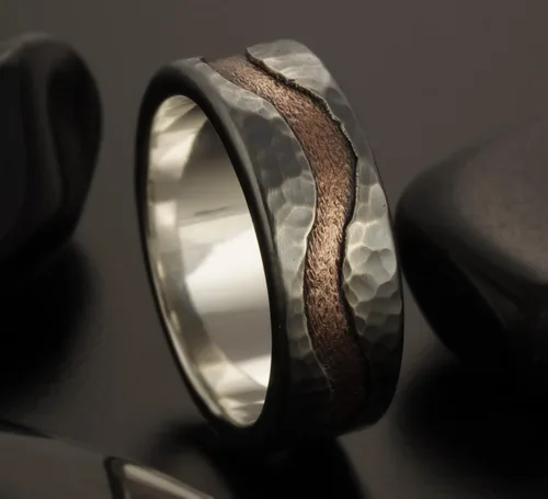 Vista 4 de Anillo de boda vikingo para hombre, anillo de boda genial, anillo de compromiso para hombre, anillo de boda celta, RS-1410