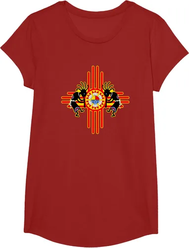 Vista 74 de Native American Kokopelli Kachina Zia Symbol 2 - Camiseta divertida para fanáticos, Negro