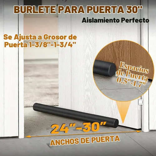Vista 4 de MAXTID Burlete Grande para Puerta para la Parte Inferior de la Puerta de 30 Pulgadas Bloqueador de Corrientes de Aire Bajo la Puerta Relleno de Negro
