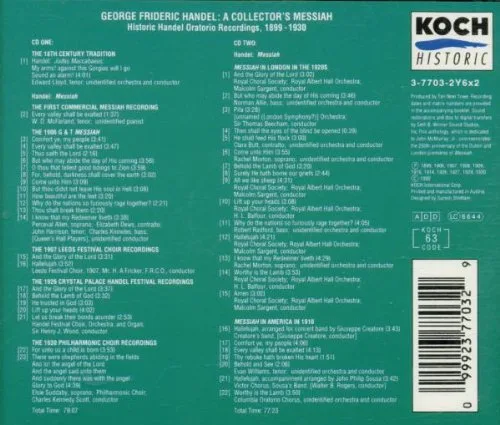 Vista 2 de Collector's Messiah - Historic Handel Oratorio Recordings 1899-1930 Koch