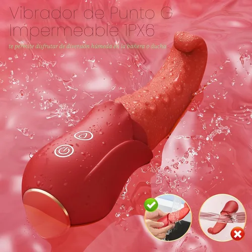 Vista 7 de Vibrador de juguetes sexuales para adultos para mujeres, vibrador de punto G, consolador de rosa, juguetes sexuales con 10 lamidas y 10 modos