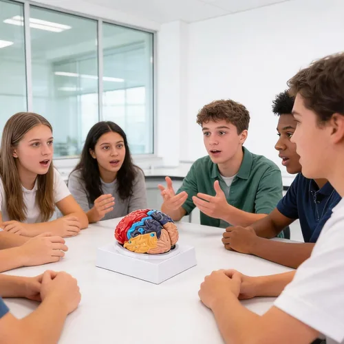 Vista 7 de Modelo de cerebro humano, modelo de anatomía cerebral de tamaño real, modelo de cerebro de PVC de 2 partes con números grabados con láser, regiones