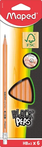 Vista 5 de Maped Black'Peps 854759 - Lápices triangulares jumbo de grafito #2, paquete de 46