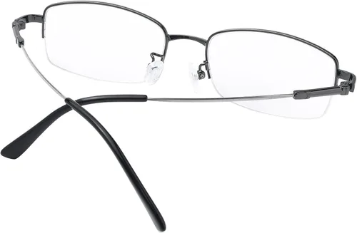 Vista 4 de Gafas de miopía para computadora de medio marco, bloqueo de luz azul, lentes de distancia con filtro de luz azul, gafas para miopía Gris
