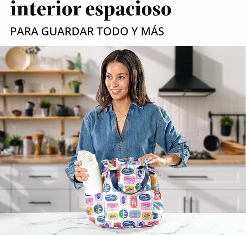 Vista 5 de Fit & Fresh Cromwell Bolsa de Almuerzo con Cordón para Mujeres, Juego Completo de Almuerzo con 2 Contenedores, Resistente a las Manchas, Resistente