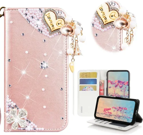 Vista 10 de Bling - Funda para Samsung Galaxy S21 Ultra, elegante, hecha a mano en 3D, diseño de mariposas, con protector de pantalla y correa para el cuello