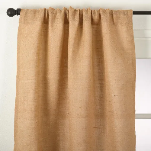 Vista 2 de SARO LIFESTYLE Panel de cortina con forro de yute de arpillera estilo rústico, 42 x 84 pulgadas, natural