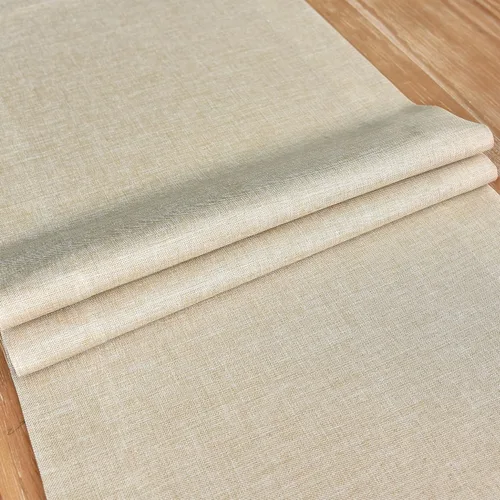 Vista 5 de NEWISHER Camino de mesa rústico de granja, color beige sólido, camino de mesa rectangular de lino sintético para uso diario, cocina, comedor, mesa
