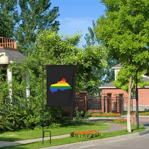 Vista 9 de LGBT Flag Map Of The Central African Republic Garden Flag 28"x40" Inch Double Sided Garden Flags Home Lawn Outdoor Decor Flags Party Banner Welcome
