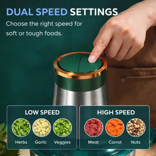 Vista 6 de Procesadores de alimentos eléctrico picador de alimentos con picador de carne y picador de verduras con potente motor de cobre, incluye