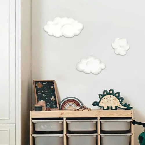 Vista 3 de Juego de calcomanías de pared de nubes de acuarela, calcomanías para guardería, habitación de bebé, sala de juegos, dormitorio, calcomanías de papel