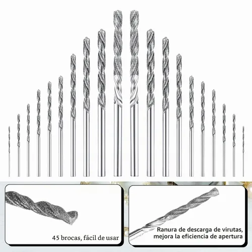 Vista 3 de Honoson Juego de 20 brocas de diamante para piedra con punta de torsión, broca de perforación pesada de micro conjunto para vidrio, baldosas