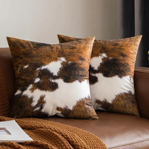 Vista 10 de Juego de 2 fundas de almohada de lujo de piel sintética para sofá, decorativas, suaves, esponjosas, para sala de estar, dormitorio, automóvil