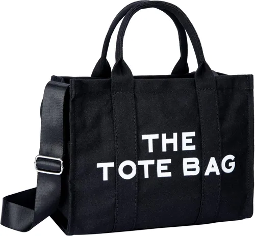 Vista 2 de GLOD JORLEE Bolso de mano para mujer, bolso cruzado de lona de moda (negro), Negro