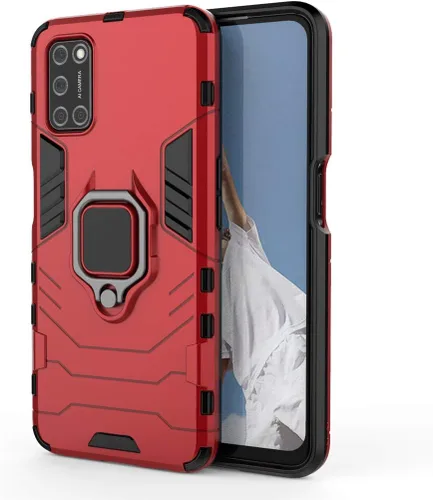 Vista 4 de Compatible con funda Oppo A52, soporte de anillo de metal a prueba de golpes (funciona con soporte magnético para automóvil), cubierta resistente