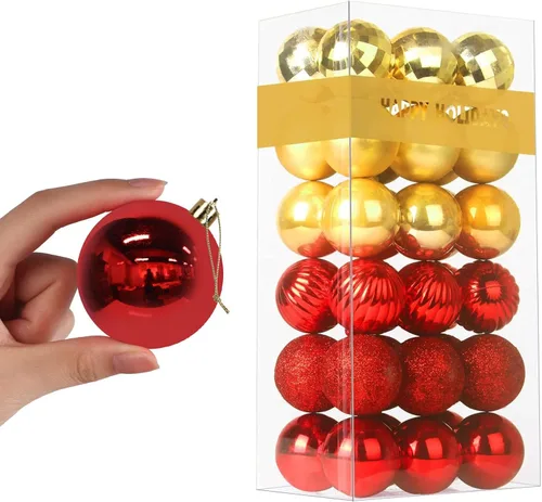Vista 34 de Esferas pequeñas de bronce de 1.6 pulgadas para decoración del árbol de Navidad, adornos inastillables para cumpleaños, Halloween, vacaciones, boda