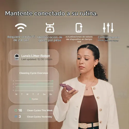 Vista 9 de Whisker Litter-Robot EVO Bundle - Caja de arena automática para gatos autolimpiante, diseño compacto que ahorra espacio, control avanzado de olores