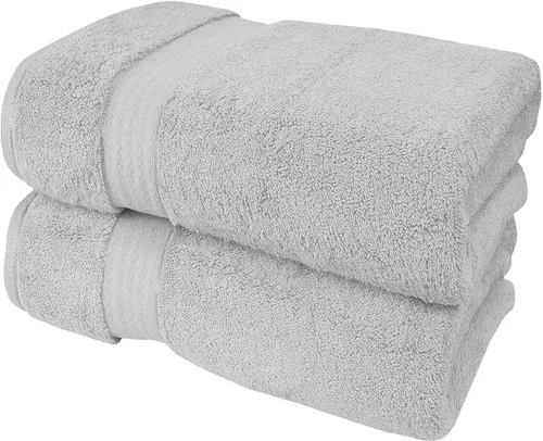 Vista 130 de GLAMBURG Juego de 2 Sábanas de Baño Extra Grandes de Algodón Premium de 700 GSM - 100% Algodón Peinado - 2 Sábanas de Baño 35x70 pulgadas - Calidad