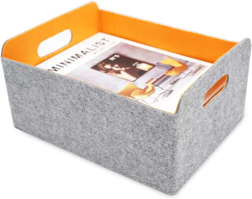 Vista 15 de Welaxy Cestas de almacenamiento plegables de fieltro, cubos de almacenamiento para estantes, caja de fieltro para niños, juguetes, revistas, libros
