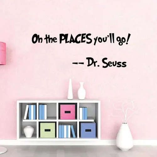 Vista 4 de Decoración con citas de Dr. Seuss, para la pared. Calcomanías con citas para decorar el hogar. Calcomanías para decorar la habitación del bebé.