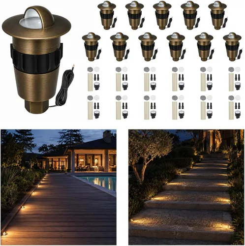 Vista 10 de Gardenreet Mini Brass Low Voltage Well Light, 12V IP65 Drive-Over, 1 Pack Bronce Uplight