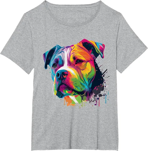 Vista 9 de Colorful American Bulldog American Bully Men Women T-Shirt Asphalt Grey