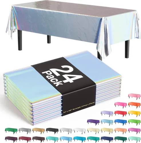 Vista 31 de Party Solids Mantel rectangular de plástico color azul aguamarina, 54 x 108 pulgadas, paquete de 24