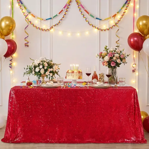 Vista 19 de Fanqisi Manteles de mesa de lentejuelas con purpurina azul bebé, 50 x 102 pulgadas, para decoración de mesa de baby shower, boda, niños, fiesta